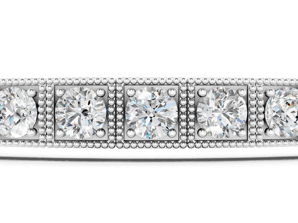 White gold Square Bezel-Set Round Diamond Tennis Bracelet with Four-Prong Setting