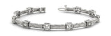 White gold Square Box Diamond Bracelet with Round Cut Stones and Braided Band