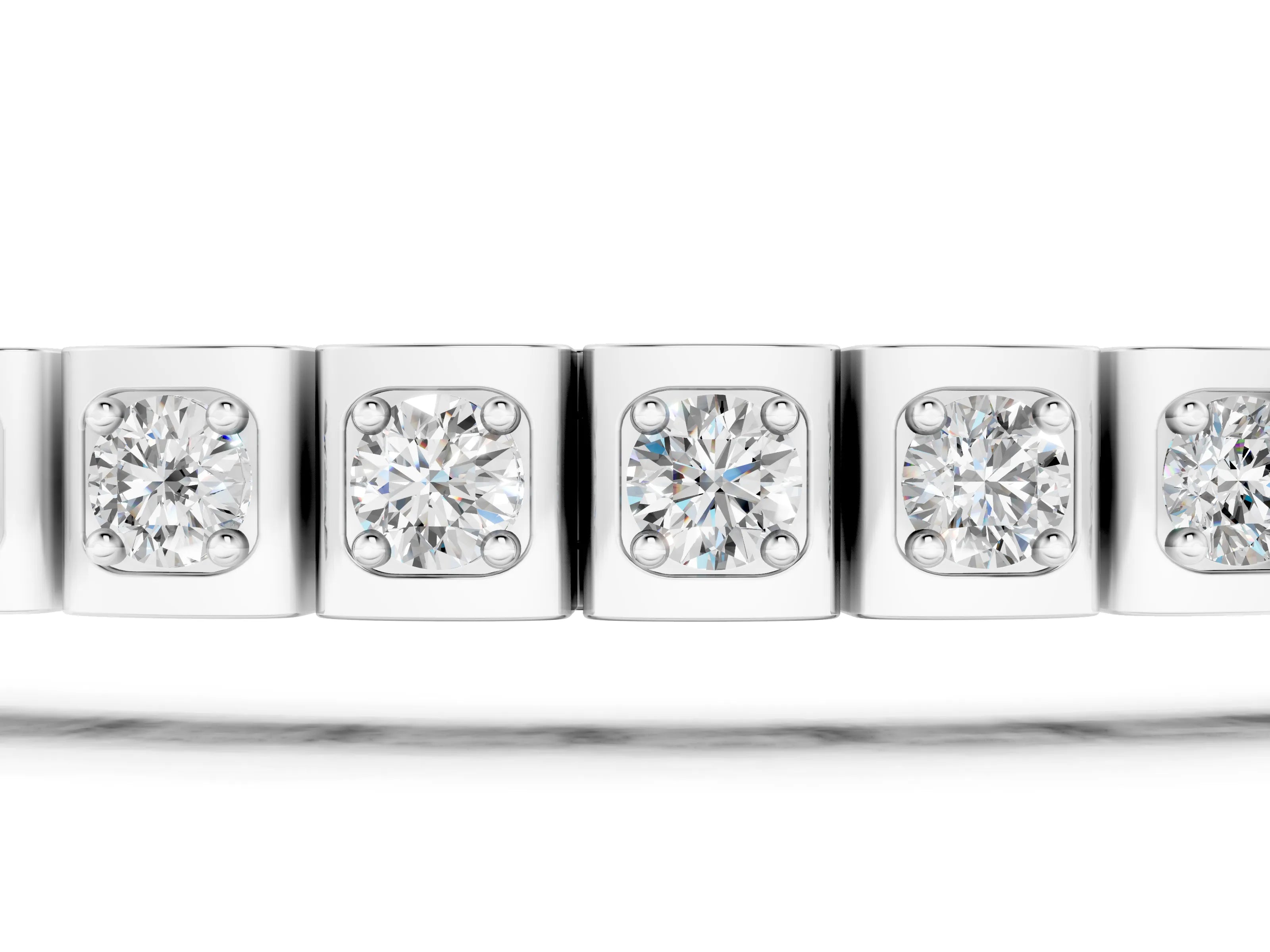 White gold Square Channel Set Round Diamond Tennis Bracelet_1