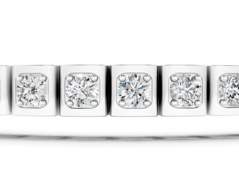 White gold Square Channel Set Round Diamond Tennis Bracelet_1