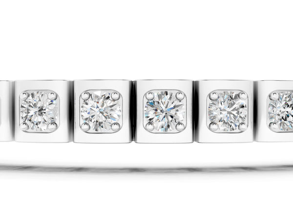 White gold Square Channel Set Round Diamond Tennis Bracelet