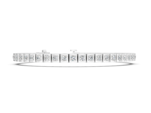 White gold Square Channel Set Round Diamond Tennis Bracelet