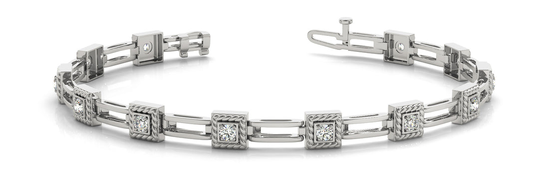 White gold Square Diamond Bezel Tennis Bracelet