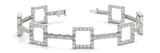 White gold Square Diamond Pavé Link Bracelet with Textured Band and Four-Prong Setting