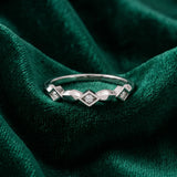 White gold Square Diamond Twist Band with Bezel Setting_54