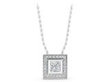 White gold Square Halo Princess Cut Pendant with Bezel Setting_5