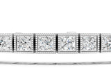 White gold Square Milgrain Diamond Tennis Bracelet_3
