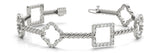 White gold Square and Clover Diamond Pave Twisted Cable Bracelet