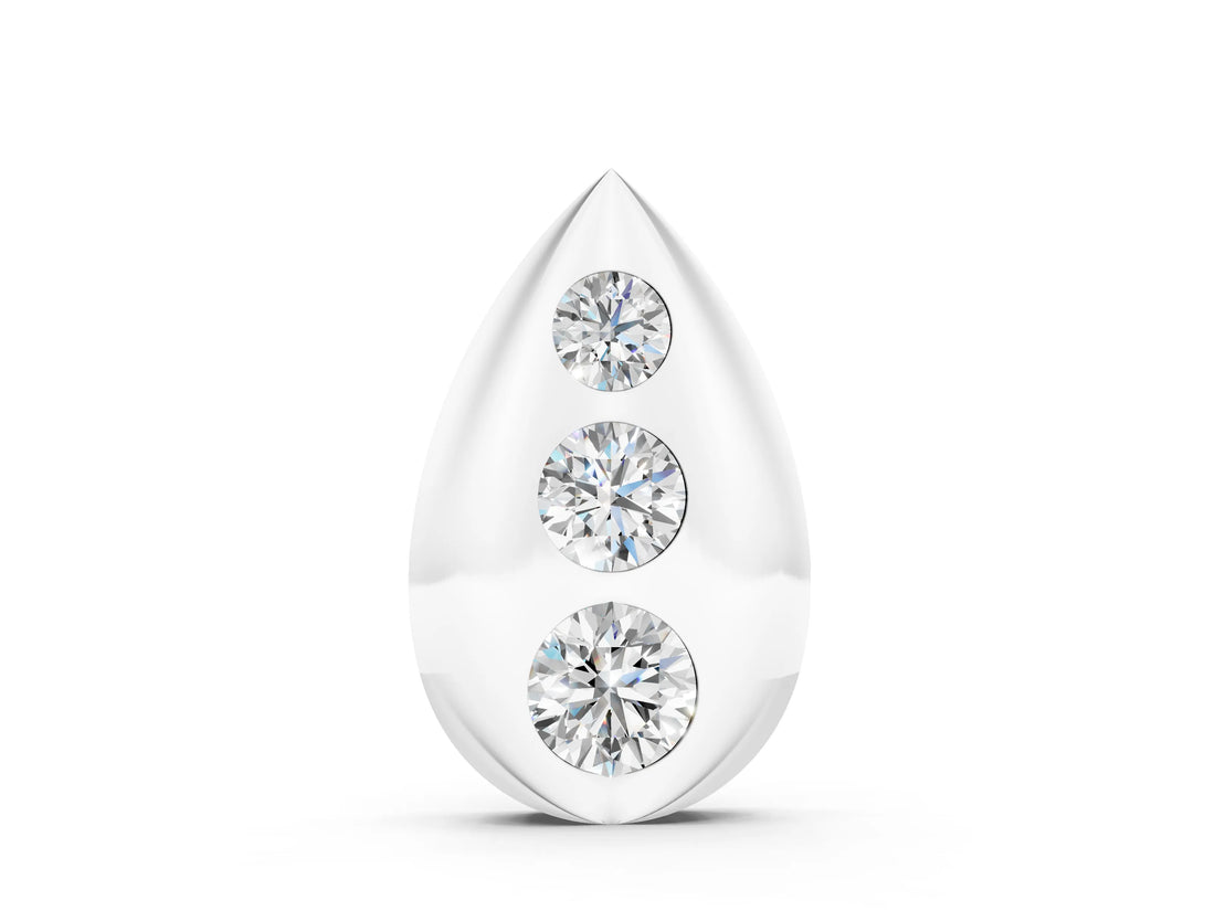 White gold Teardrop Bezel-Set Round Diamond Pendant_10