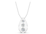 White gold Teardrop Bezel-Set Round Diamond Pendant_11