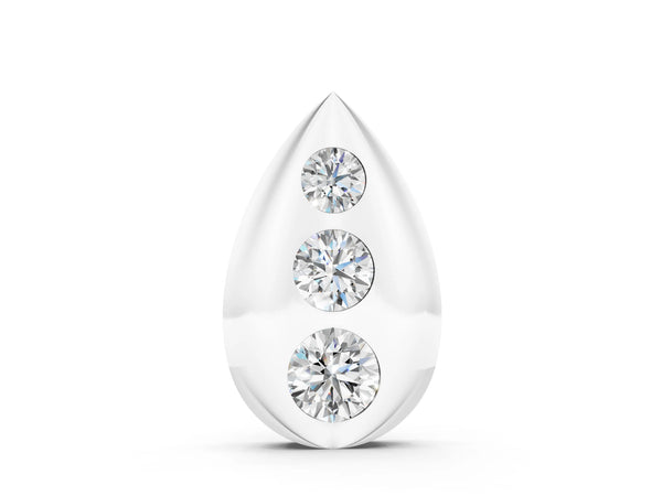 Silver Teardrop Bezel-Set Round Diamond Pendant