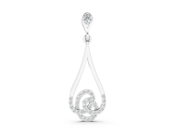 Silver Teardrop Diamond Pavé Pendant with Round Brilliant Cut