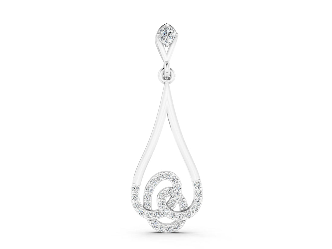 White gold Teardrop Diamond Pavé Pendant with Round Brilliant Cut_6