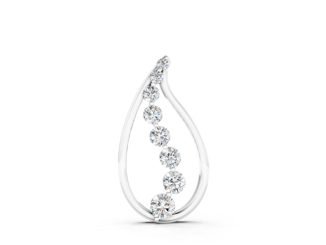 White gold Teardrop Diamond Prong-Set Round Pendant_3