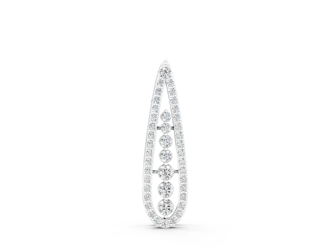 White gold Teardrop Pavé Round Diamond Prong Pendant_3