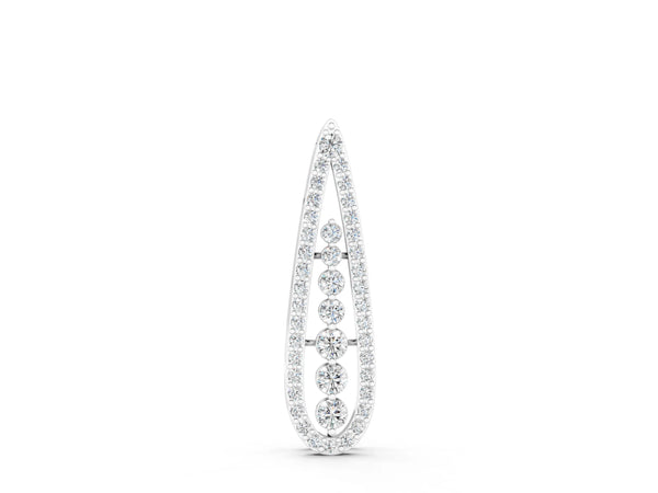 White gold Teardrop Pavé Round Diamond Prong Pendant