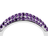 White gold Three-Row Pavé Round Amethyst Dome Band_10