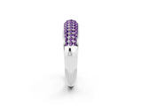 White gold Three-Row Pavé Round Amethyst Dome Band_8