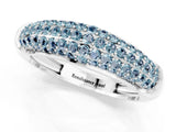 White gold Three-Row Pavé Round Aquamarine Dome Band_7