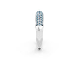 White gold Three-Row Pavé Round Aquamarine Dome Band_8