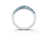 White gold Three-Row Pavé Round Aquamarine Dome Band_9