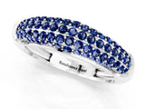 White gold Three-Row Pavé Round Blue Sapphire Dome Band_7