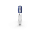 White gold Three-Row Pavé Round Blue Sapphire Dome Band_8