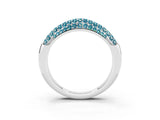 White gold Three-Row Pavé Round Blue Topaz Dome Band_9