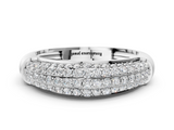 White gold Three-Row Pavé Round Diamond Dome Band with Shared Prong Setting_123