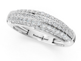 White gold Three-Row Pavé Round Diamond Dome Band with Shared Prong Setting_124