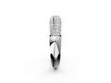 White gold Three-Row Pavé Round Diamond Dome Band with Shared Prong Setting_125
