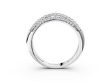 White gold Three-Row Pavé Round Diamond Dome Band with Shared Prong Setting_126