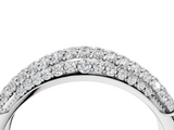 White gold Three-Row Pavé Round Diamond Dome Band with Shared Prong Setting_127