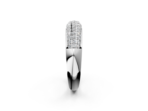 White gold Three-Row Pavé Round Diamond Dome Band