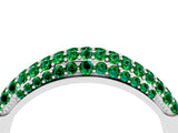 White gold Three-Row Pavé Round Emerald Dome Band_10