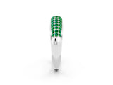 White gold Three-Row Pavé Round Emerald Dome Band_8
