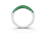 White gold Three-Row Pavé Round Emerald Dome Band_9