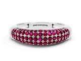 White gold Three-Row Pavé Round Garnet Dome Band_6
