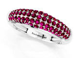 White gold Three-Row Pavé Round Garnet Dome Band_7