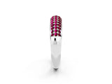 White gold Three-Row Pavé Round Garnet Dome Band_8