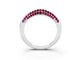 White gold Three-Row Pavé Round Garnet Dome Band_9