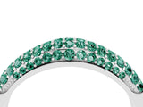 White gold Three-Row Pavé Round Green Sapphire Dome Band_10