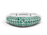 White gold Three-Row Pavé Round Green Sapphire Dome Band_6
