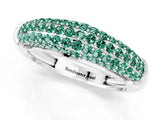 White gold Three-Row Pavé Round Green Sapphire Dome Band_7