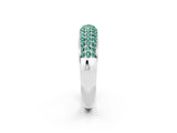 White gold Three-Row Pavé Round Green Sapphire Dome Band_8