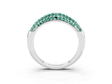 White gold Three-Row Pavé Round Green Sapphire Dome Band_9