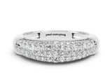 White gold Three-Row Pavé Round Moissanite Dome Band_6