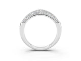 White gold Three-Row Pavé Round Moissanite Dome Band_9