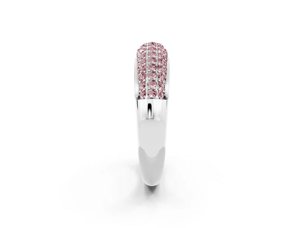 Silver Three-Row Pavé Round Morganite Dome Band