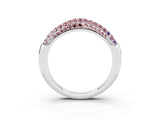 White gold Three-Row Pavé Round Morganite Dome Band_9